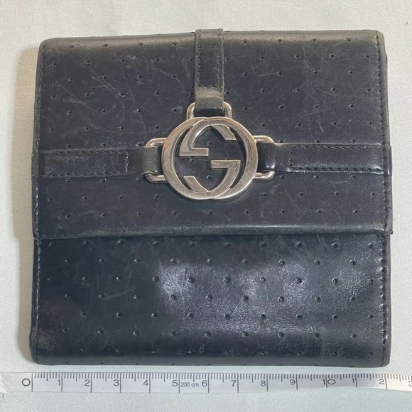 GUCCI Black Bi-fold Wallet Punching Design GG 115080 2067 - Picture 11 of 15